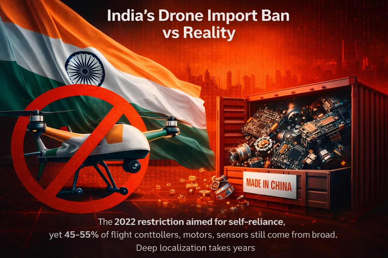 India Banned Foreign Drones But Still Imports 45-55% of Critical Components—Here's Why 1 India Banned Foreign Drones But Still Imports 45-55% of Critical Components—Here's Why