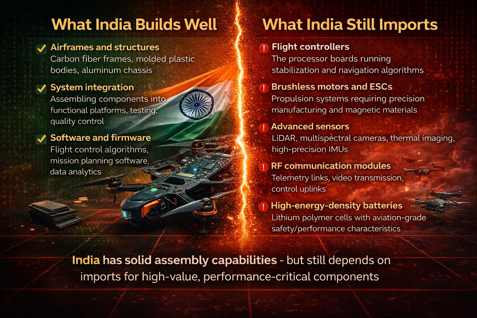 India Banned Foreign Drones But Still Imports 45-55% of Critical Components—Here's Why 2 India's manufacturing strengths and import needs